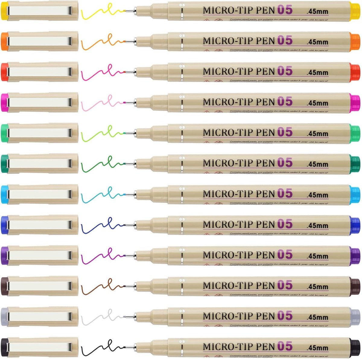 Thijox - 12 Kleuren 0,5 mm Micro Fineliner Pen Set - Fine Point Multi-liner voor Schetsen, Anime, Illustratie, Technische Tekening, Kantoordocumenten