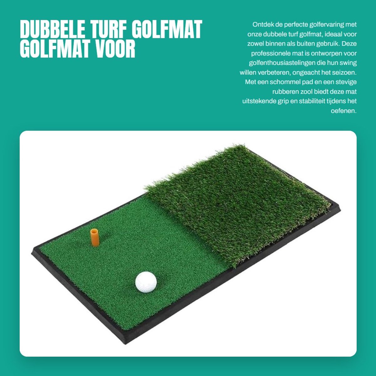 Inovra- Golfmat Dubbel - Rubber/PVC - Schommel Pad - Praktijkmat Binnen/Buiten - Professionele Mat - Geschikt voor Golfoefeningen - Golftraining Mat