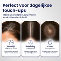 Drie hoofdhuidbeelden: haarlijn met uitgroei, scheiding met grijs, en dunner wordende kruin.