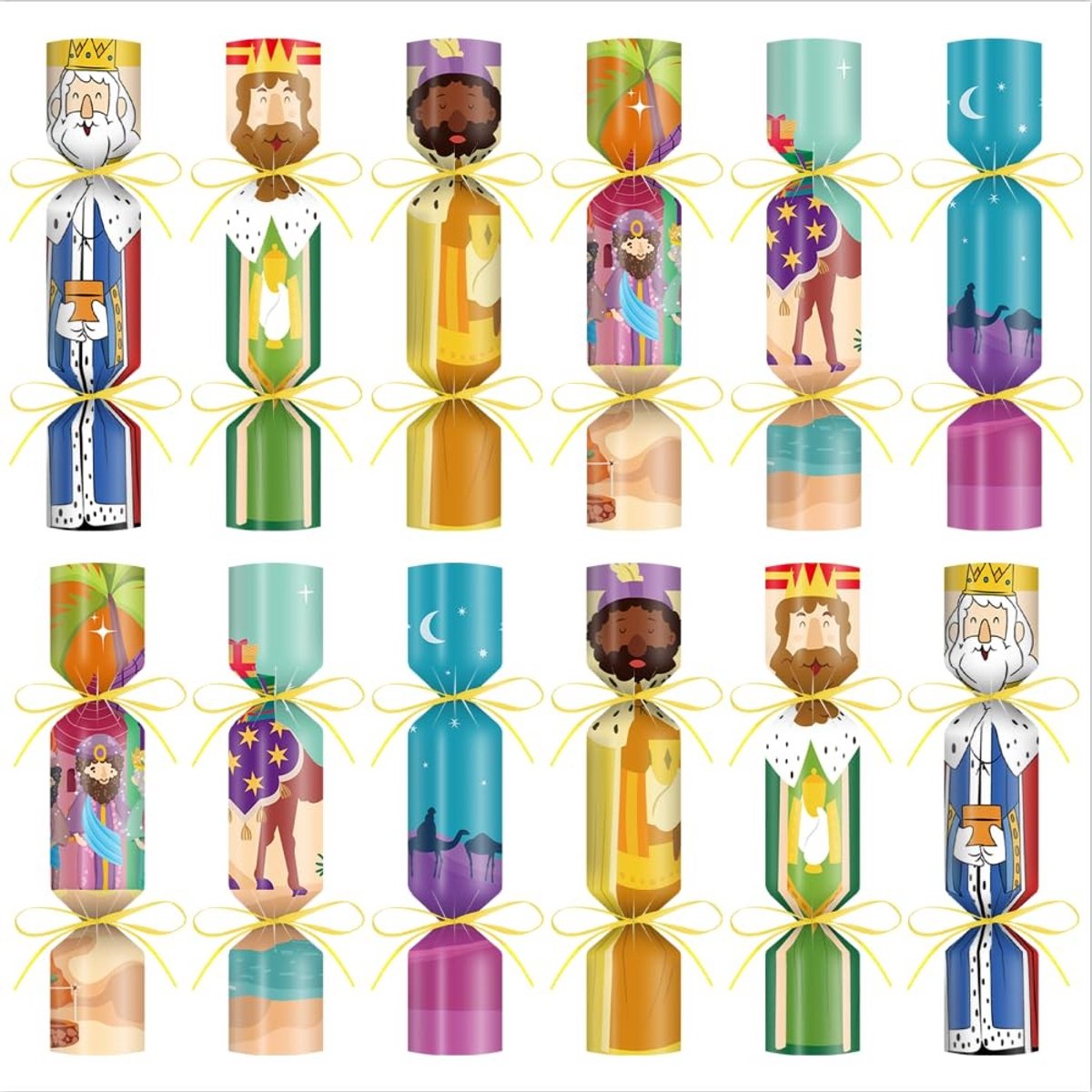 Inovra- Kerstkoekjesdozen 12 Stuks - Drievoudige Cadeaudozen - Snoepdozen - Feestdecoratie - Met Deksel - Voor Kerstfeest