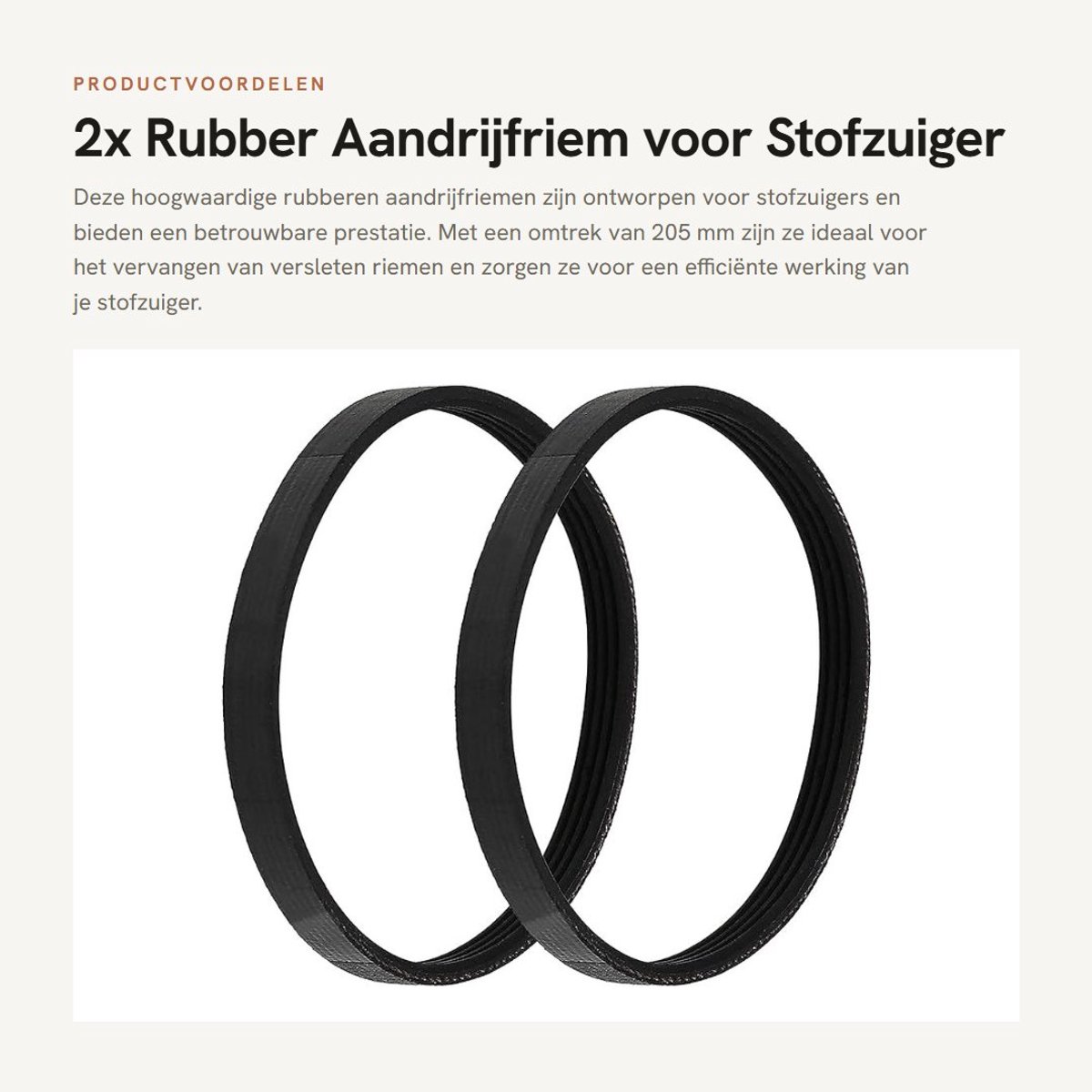 Inovra- Aandrijfriem Rubber 205mm - Stofzuiger Aandrijfriem - Gesloten Lus - Slijtvast - Compatibel met Shark NV801UK/AZ910UKT/AZ910UK/HV390UK - Stofzuigerriem