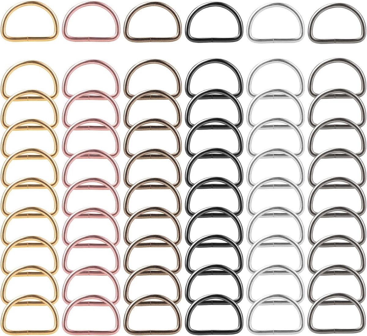 60 Stuks D-vormige Metalen Ringen en Clips in Diverse Kleuren voor Sleutelhangers, Portemonnees en Hondenriemen, 25mm DIY Accessoires
