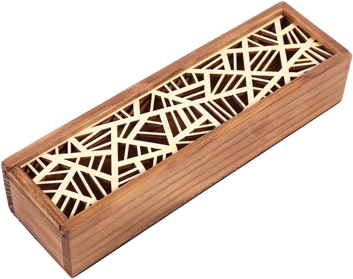 Houten Pennendoos met Holle Penhouder - Desk Organizer voor Studenten en Kantooraccessoires, Perfect Cadeau voor School en Werk