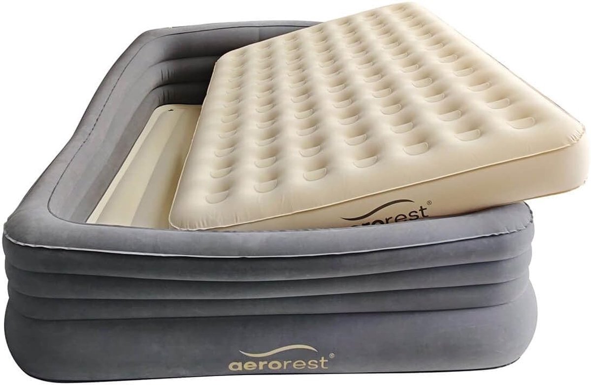 Thijox - Prime Frame Luchtbed 2-Persoons 210 cm | Opblaasbaar Boxspring Luchtbed met Uitneembaar Binnenmatras & Elektrische Pomp | Perfect voor Kamper