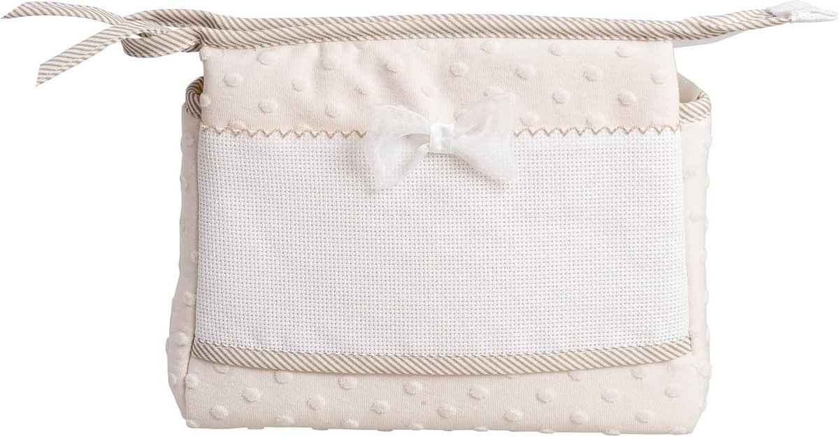Thijox - Filet Reis-make-uptas met Ritssluiting, Organizer voor Schoonheidsproducten, 100% Made in Italy, Beige/Wit, 24 x 20 x 10 cm