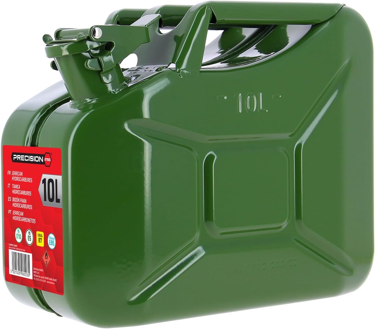 Thijox - XL TECH 506023 Jerrican US 10L voor Benzine, Diesel, Oliën - Robuuste Metaal Constructie voor Camping, Tuin, Voertuigen en Professioneel Gebr