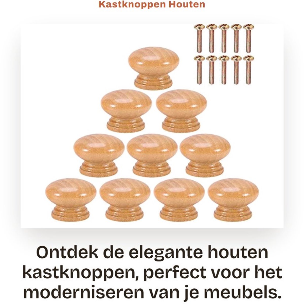 Inovra- Kastknoppen 10 Stuks - Houten Handgrepen - Ergonomisch Ontwerp - Ronde Paddenstoel