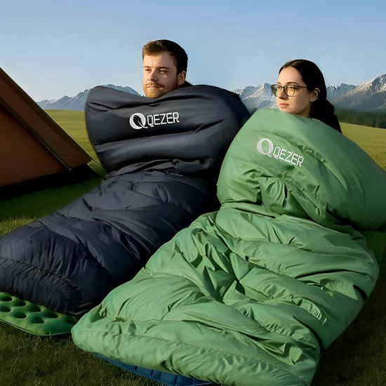 SnelShoppen - XXL Donsslaapzak 3-4 Seizoenen, Extra Grote Slaapzak 230 cm x 100 cm, Licht en Warm, Dons Slaapzak voor Volwassenen, Outdoor, Kamperen, — afbeelding 4