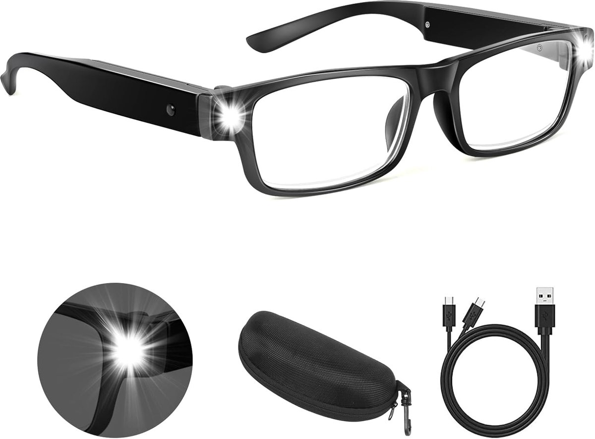 Thijox - 300% Vergrootglazen met Licht, USB Oplaadbare LED Vergrootglazen, Handsfree Hoofdvergroterbril voor Nauwkeurig Werk, Hobby's, Lezen, Knutsele