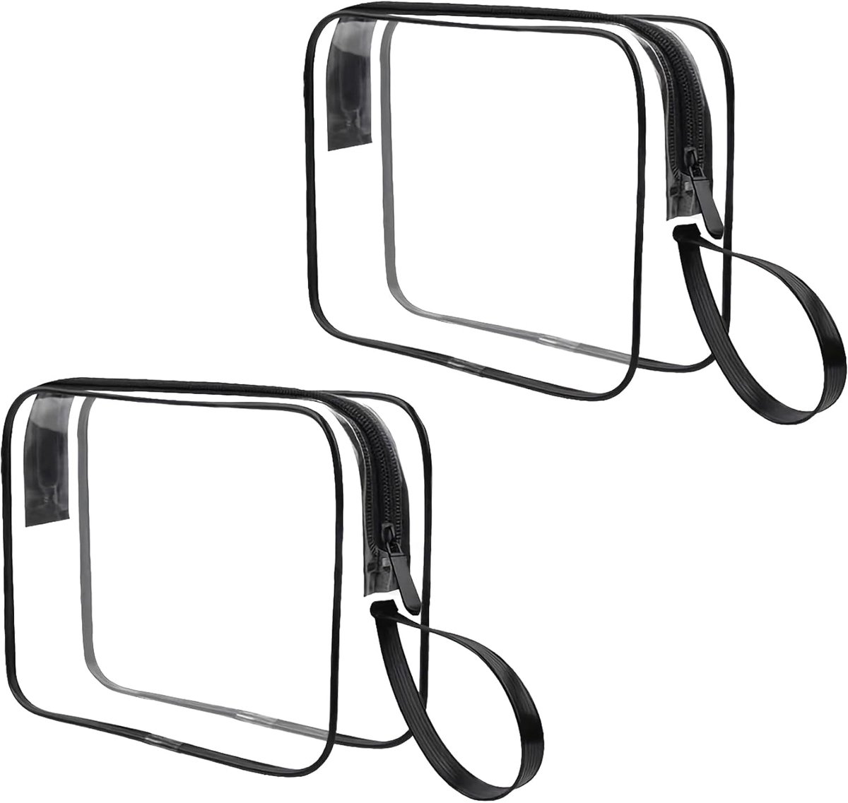 SnelShoppen - 2PCS Transparante Toilettas - Waterdichte PVC Reistas - Met Rits en Handvat - Ideaal voor Cosmetica, Toiletten en Accessoires (20x15x6cm