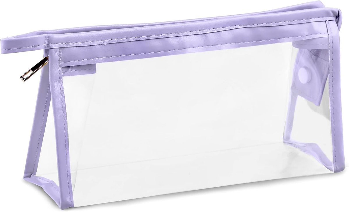 Thijox - Paarse Doorzichtige Etui - Draagbare PVC Make-up Reistas, Organizer voor Studenten, Kantoor, Schoolbenodigdheden, Cosmetische Toilettas voor