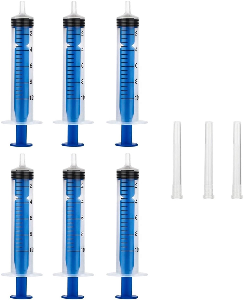 Inovra- Spuiten 10 ml Set - 6-delige Set - Wegwerpspuiten - Kunststof Spuiten - Nauwkeurig Doseren - Inclusief Deksel - Doseerspuit