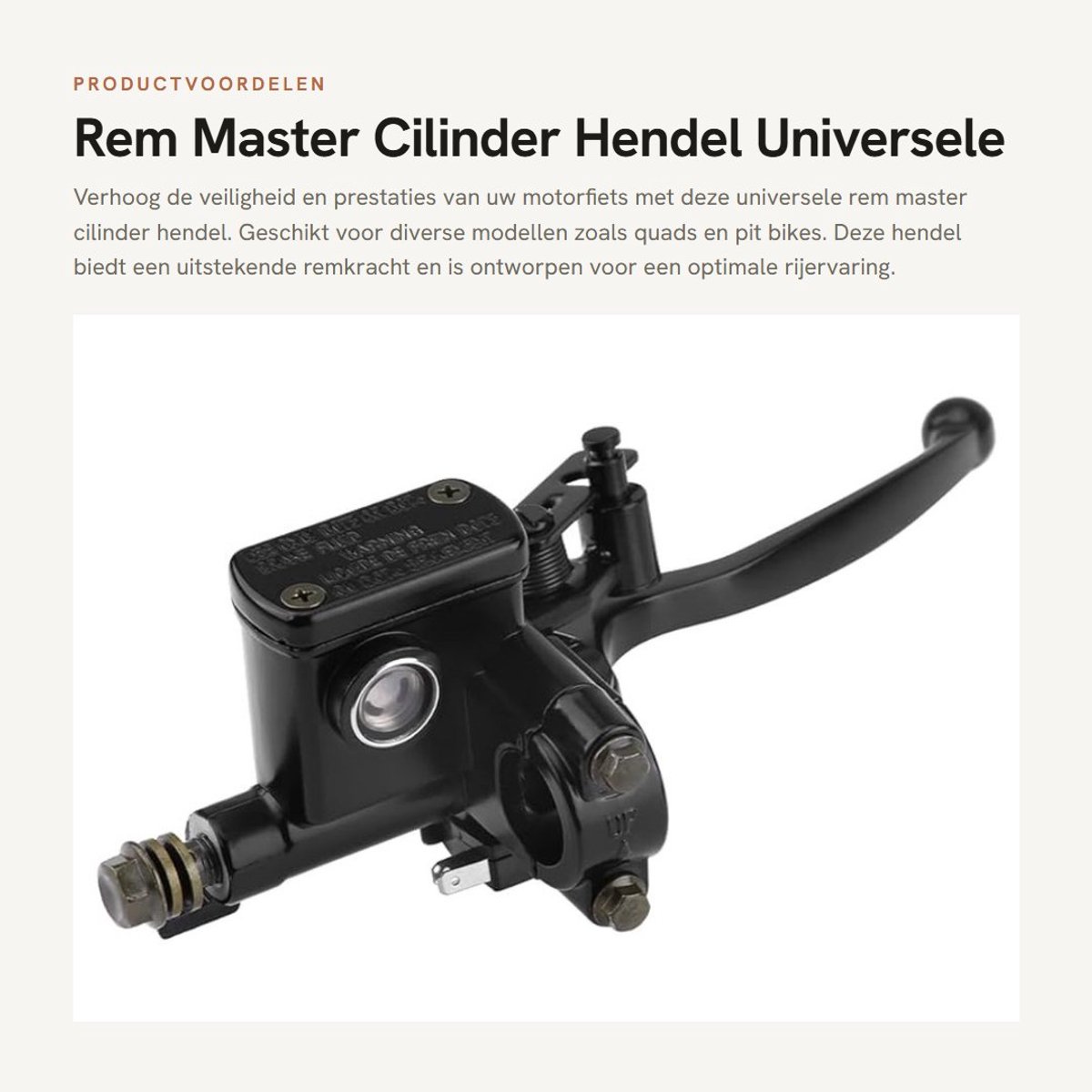 Inovra- Remhendel Hoogwaardige Vervangingscilinder - Remhendel Fatbike - Remhendel Fiets - Geschikt voor 50cc/110cc/150cc - Eenvoudige Installatie - Aluminiumlegering - Remcilinder