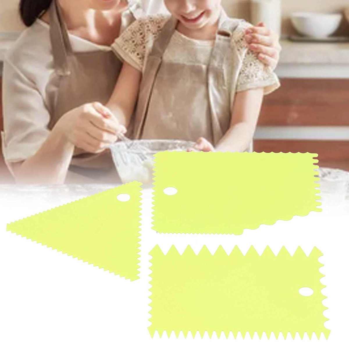 Cake Schraper Soepeler Set Crème Icing Soepeler Schraper Pasty Snijders Plaat Tool Combo Schraper Onregelmatige Tanden Rand DIY Soepeler(1#)