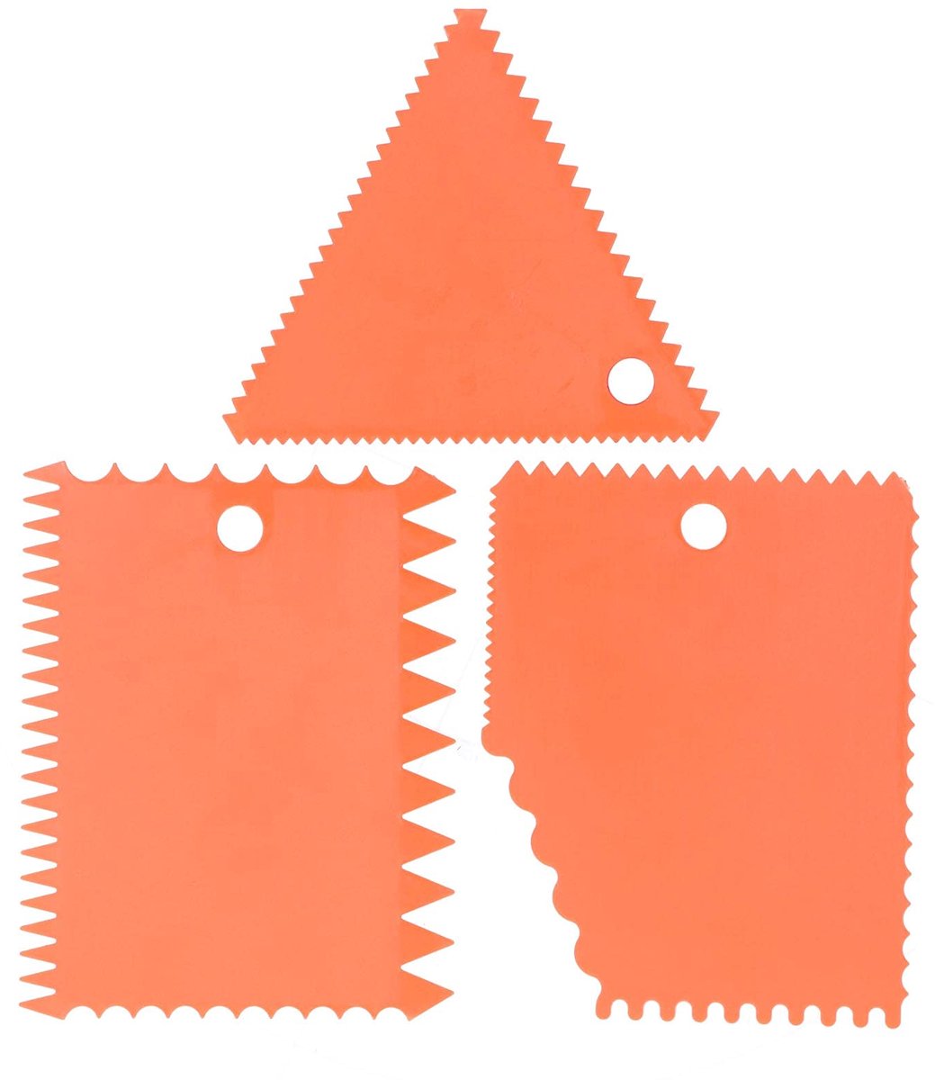 Cake Schraper Soepeler Set Crème Icing Soepeler Schraper Pasty Snijders Plaat Tool Combo Schraper Onregelmatige Tanden Rand DIY Soepeler(3#)