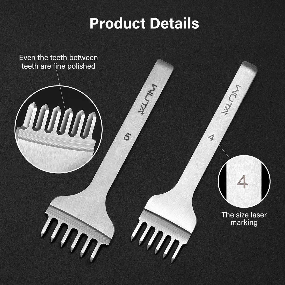 Hoge kwaliteit leren perforator voor DIY projecten, inclusief 4mm chisel en verschillende maten voor precisie en gebruiksgemak