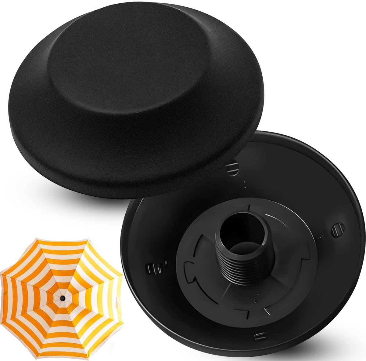 2 stuks Patio Parasol Tip Caps Vervangend Onderdeel Buiten Cantilever Parasol Top Schroefdop voor Paal Handvat Eenvoudige Installatie Accessoires Beschermt tegen Krassen Zwart