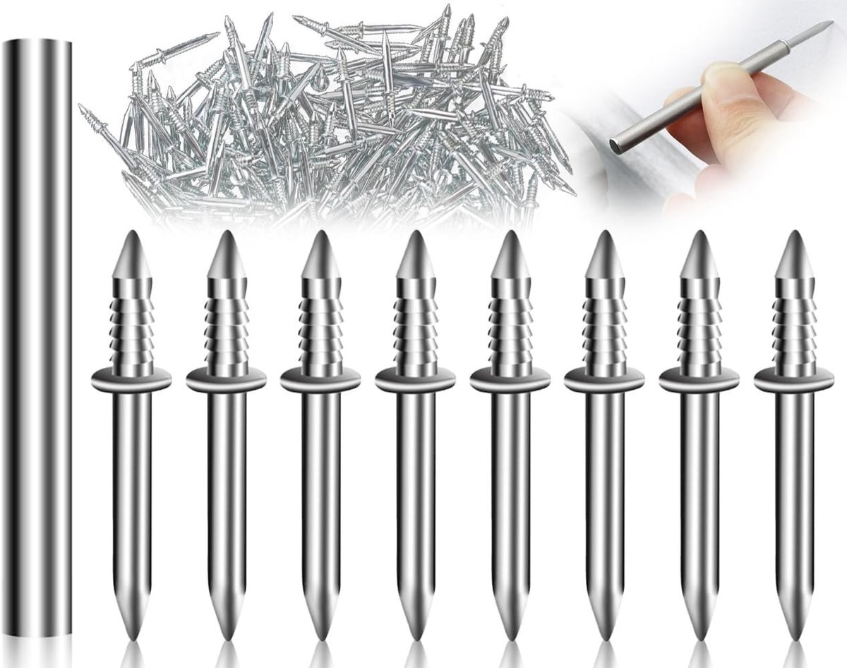 100 Stuks Naailoze Spijkers met Dubbele Kop en Stabiele Basis voor Plinten en Bevestigingen