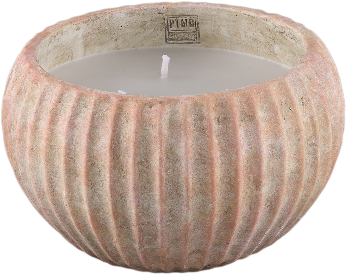 PTMD Elora Brown Cement Outdoor Candle Ribbed L