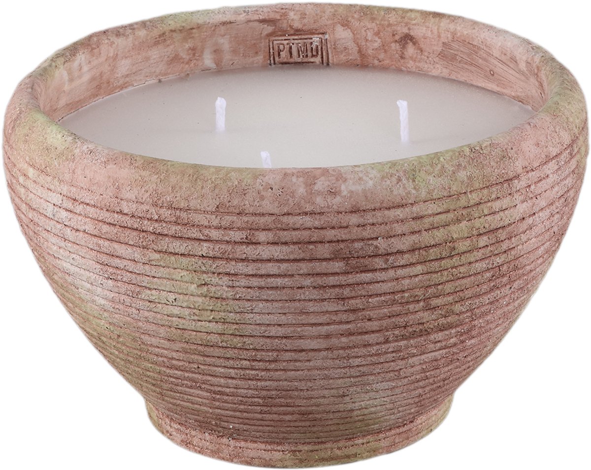 PTMD Pedro Brown Cement Outdoor Candle Striped L