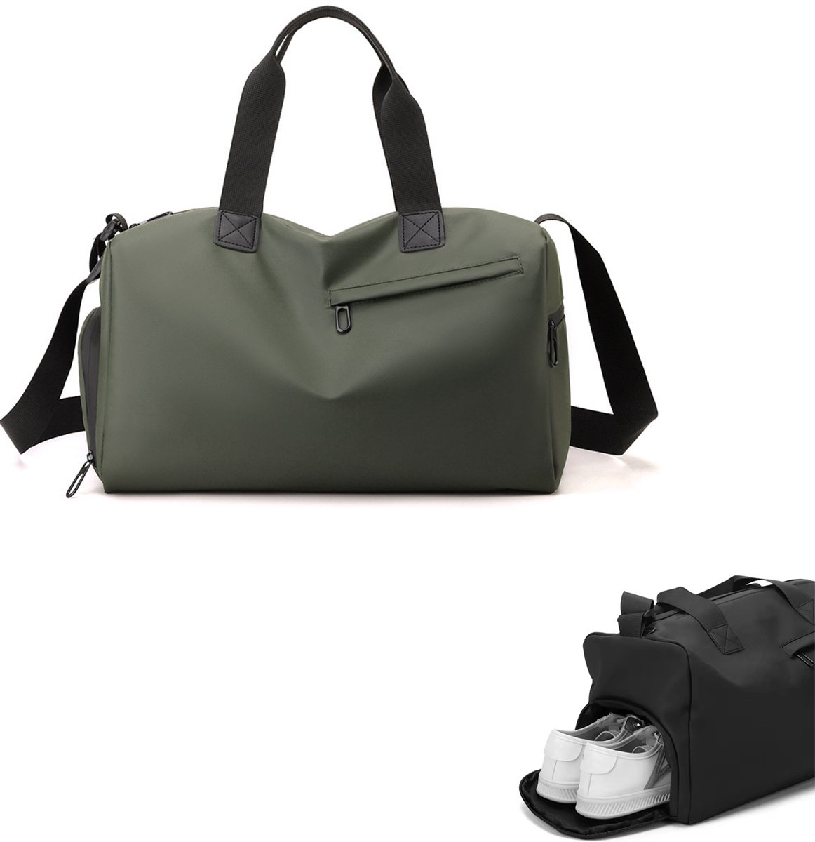 KZQ Multifunctionele sporttas met schouderriem - Lichtgewicht duffel voor fitness reizen en dagelijks gebruik - Legergroen