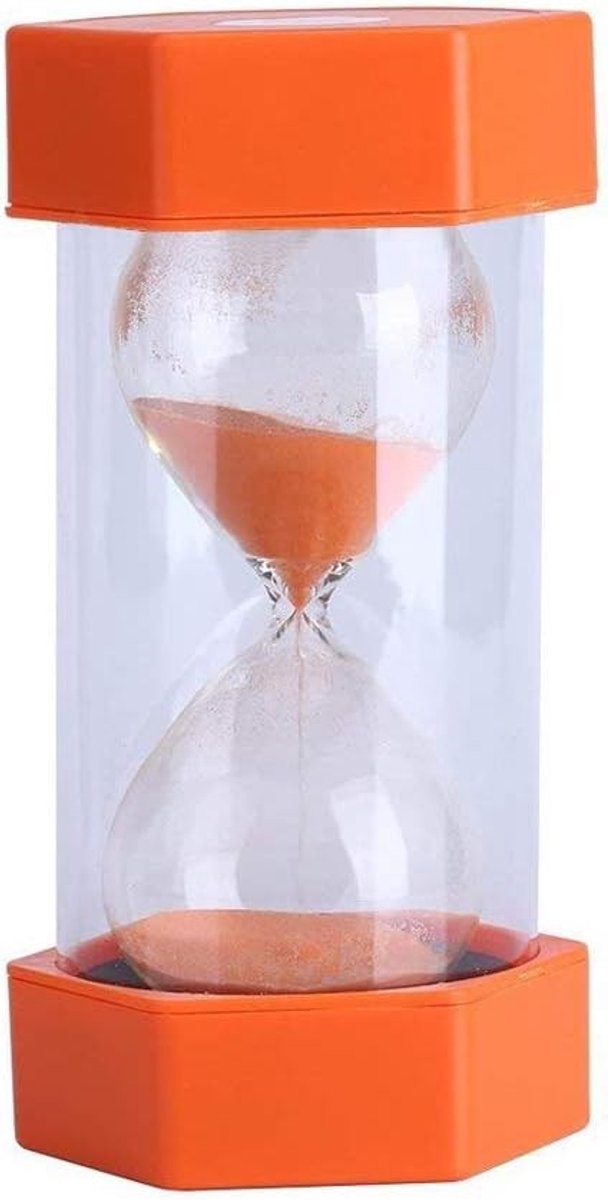 Grote zandloper van 16 cm voor keuken, kinderen en interieurdecoratie - 30 minuten timer in oranje