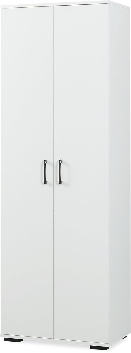 Opbergkast Chalvefted met 2 deuren bezemplank 175x60x35 cm wit [en.casa]