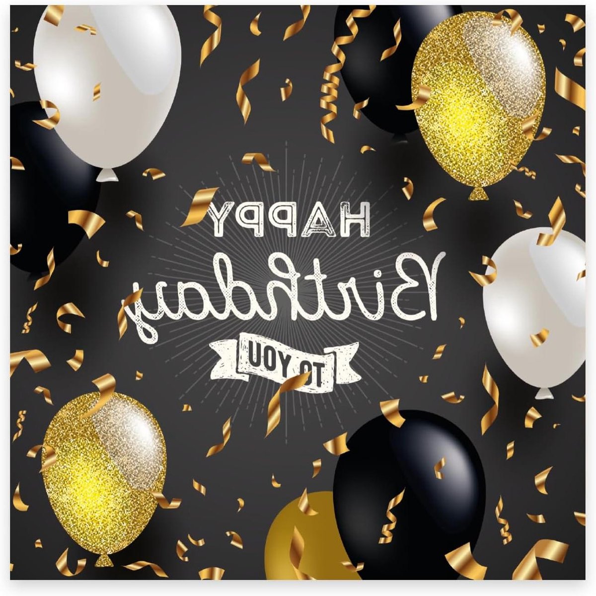 Verjaardagskaart - Wenskaart felicitatie - Verjaardag wensen - Premium kwaliteit - 148 x 148 cm - Zwart