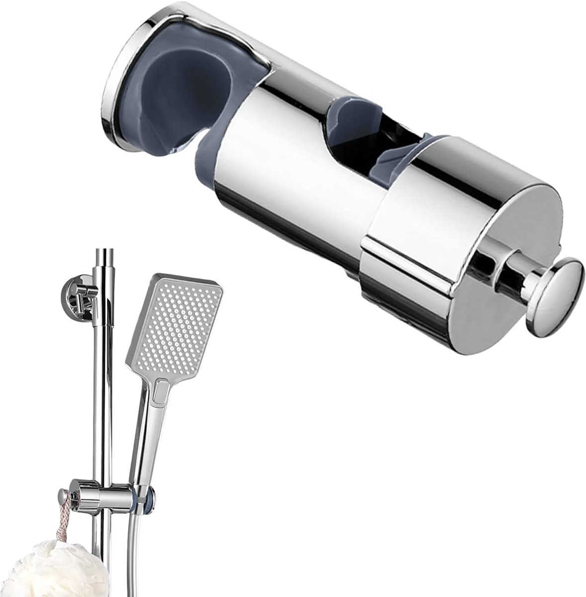 360° Roteerbare ABS Douchekop Houder | Geschikt voor Doucheslangen van 18-38 mm Diameter | Met Geïntegreerde Haak aan het Einde | Schadevrij Eenvoudig te Monteren | Voor Badkamer Thuis Caravan en Huurwoningen| Cyslmuk®