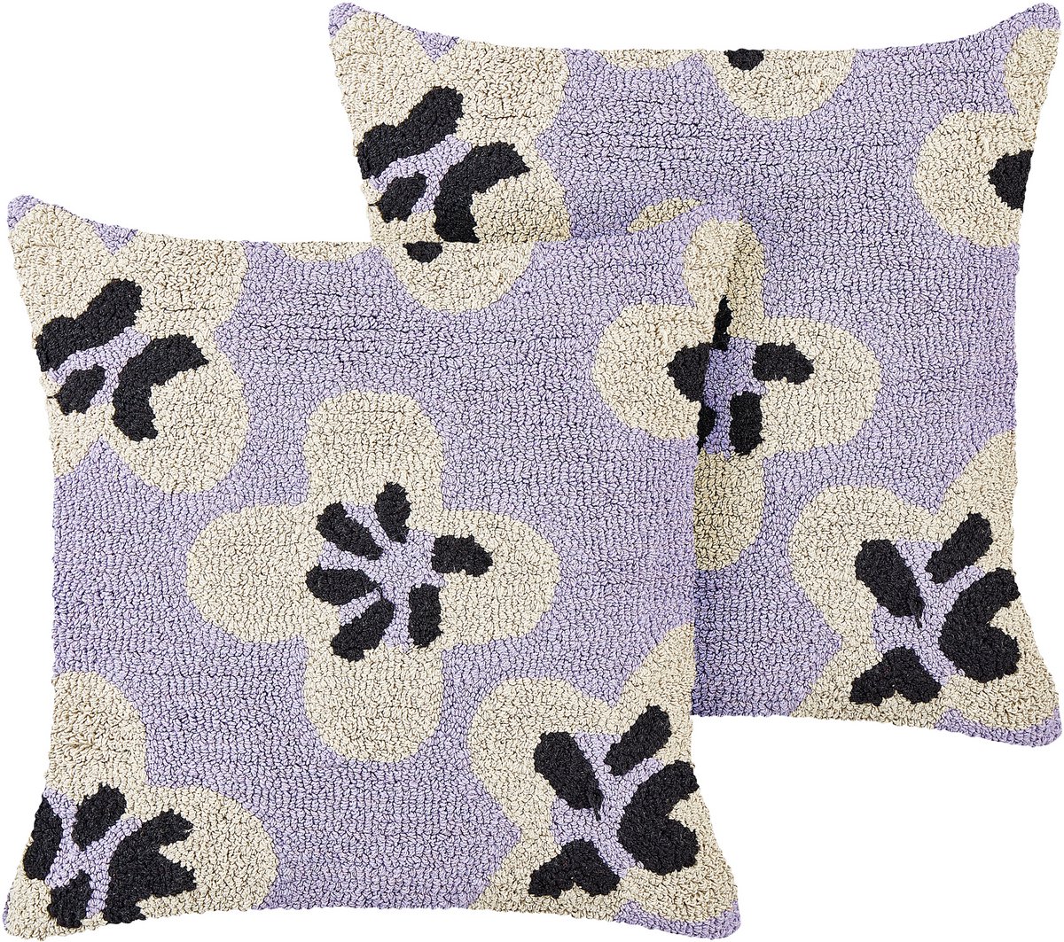 Beliani SOAPWORT - Set van 2 kussens - Paars - Katoen Meerkleurig