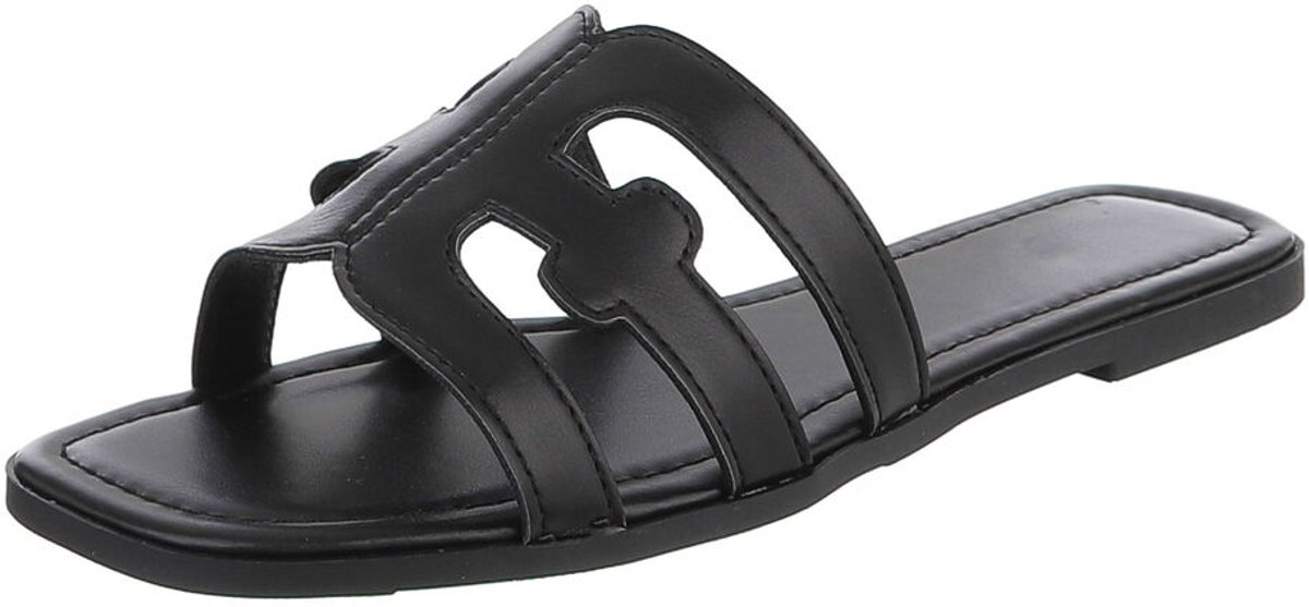 Dames slipper met uitgesneden details en platte zool Mt:41