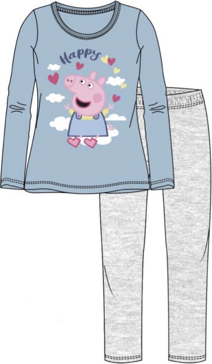 Peppa Pig pyjama - lichtblauw - Maat 128 / 8 jaar