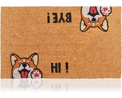 Hi-Bye Deurmat met Dog, kokosvezel, 45*70cm, antislip, originele vloermatten voor entree, hal, buitendeuren, thuisaccessoires, robuust materiaal