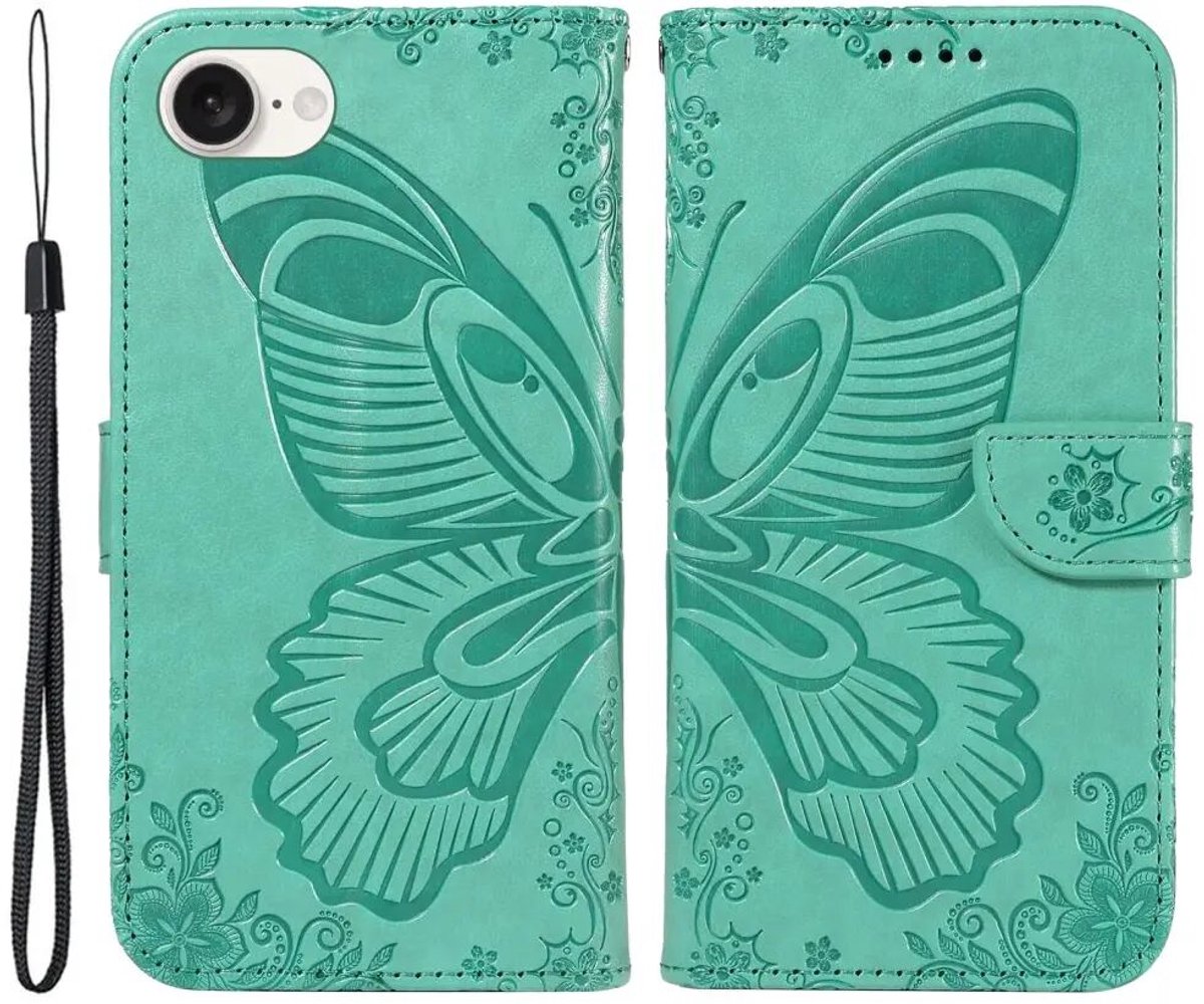 Hoesje Geschikt voor Apple iPhone 17e / 16e | Wallet Vlinder Book Case Kunstleer | Portemonnee | Standaard | Groen