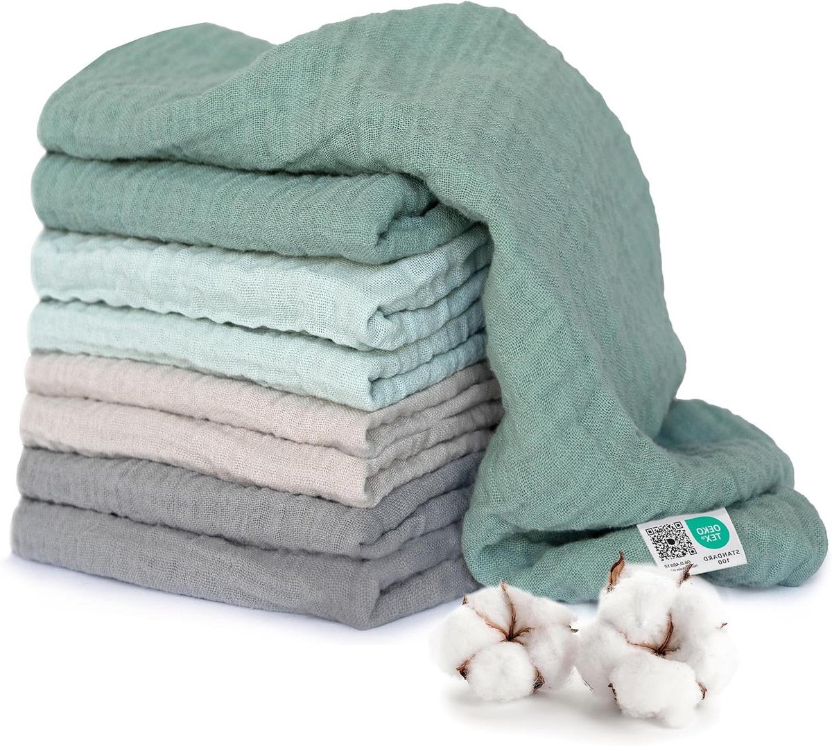 Mulluiers 8 stuks - Spuugdoeken Gaasdoeken - Babyverzorging Thuis - Oeko-Tex Standaard 100 - 70 x 70 cm