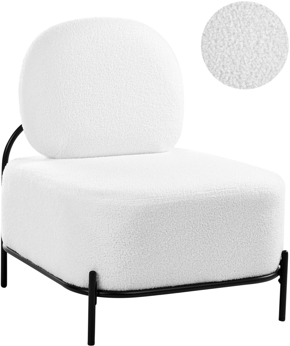 LUNDE - Fauteuil - Wit - Bouclé