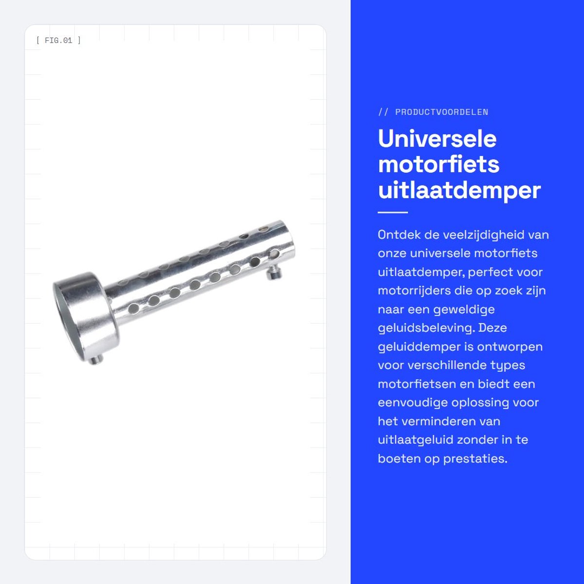 Dailygoods- Uitlaatdemper Universeel - Geluiddemper - Afneembaar - 60 mm - Verstelbaar - Hoogwaardige IJzerkwaliteit