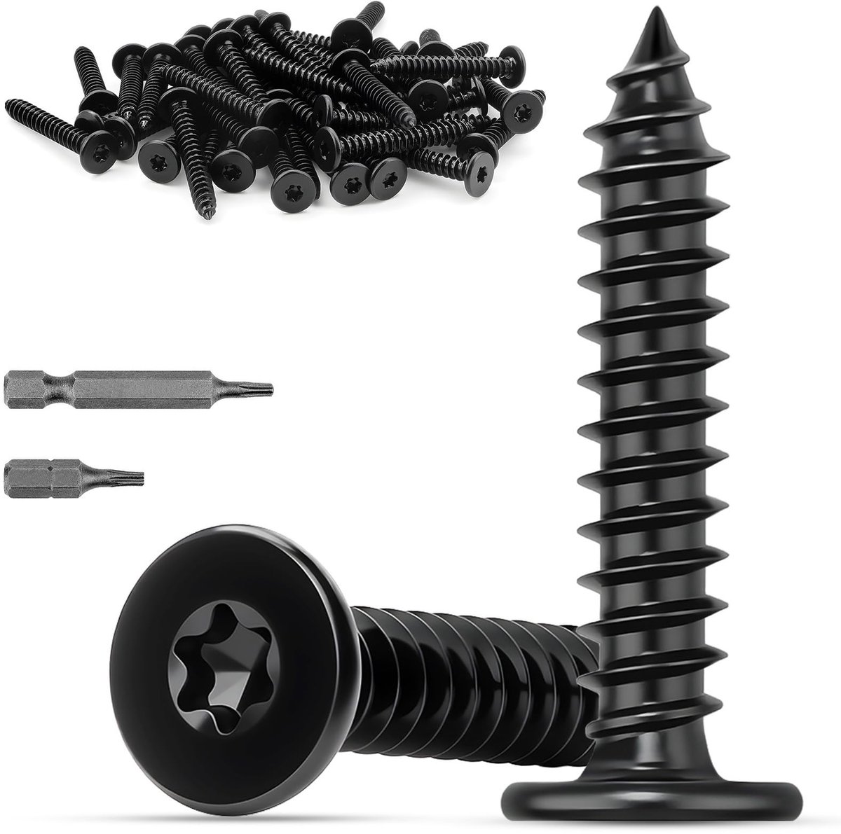 Dailygoods - M3 x 16 mm houtschroeven roestvrij staal 120 stuks zelftappende torx-schroeven, zwart roestvrijstalen schroeven, hout platte kopschroeven, torx-plaatschroeven