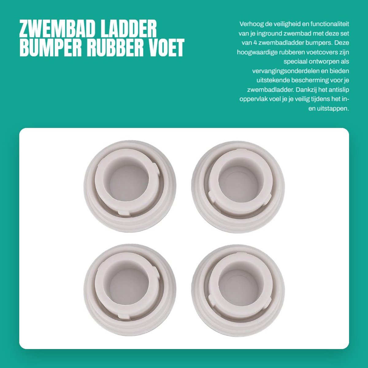 Dailygoods- Rubber Bumper Set van 4 - Vervangingsonderdelen - Antislip - Schokbestendig - Duurzaam Rubber - Bescherming voor Zwembadladder