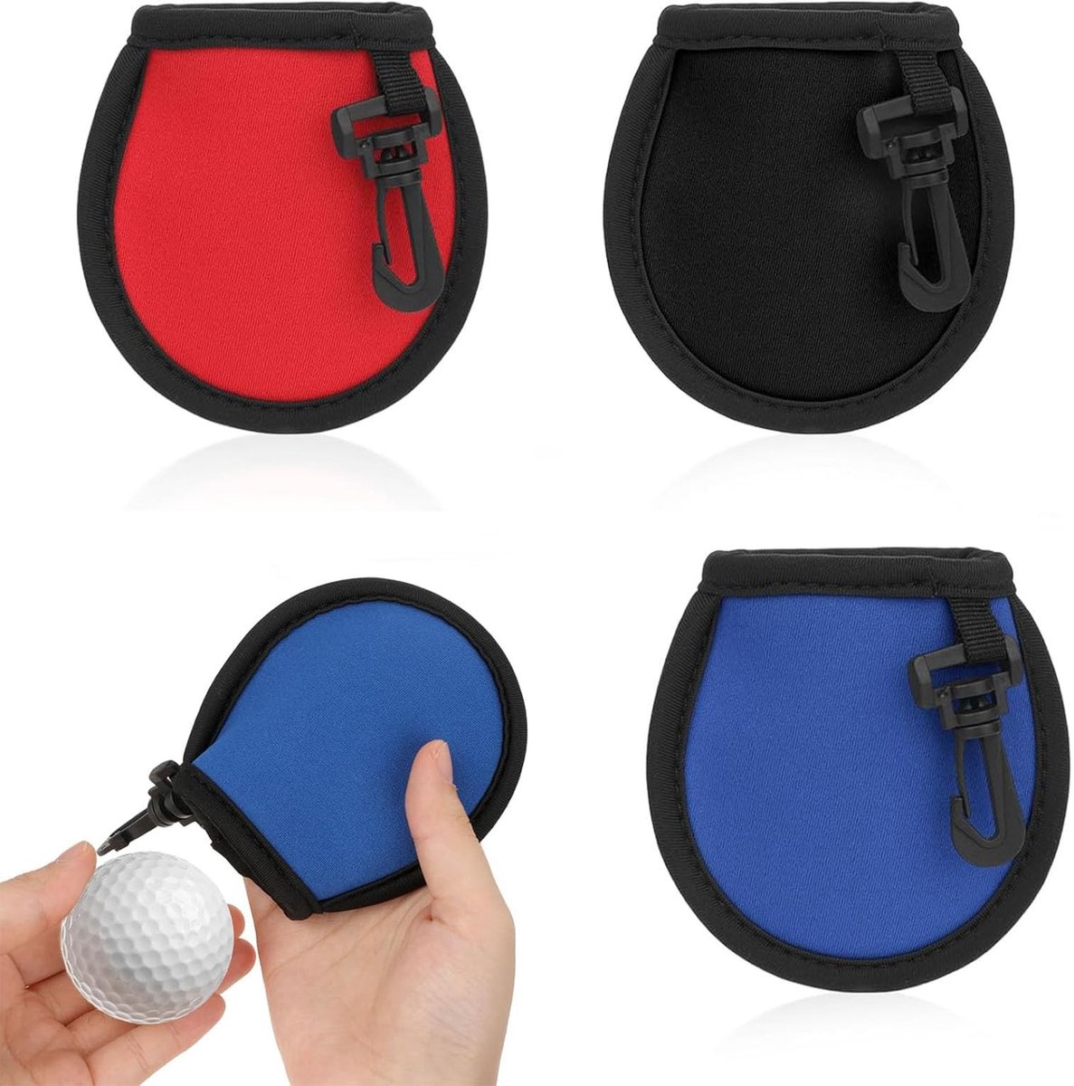 Dailygoods- Golfbalreiniger 3 Stuks - Opvouwbare Golfbal Tas - Lichtgewicht Golfaccessoires - Inclusief Carabiners - Duurzaam Materiaal - Eenvoudig te Reinigen - Golfbalzak
