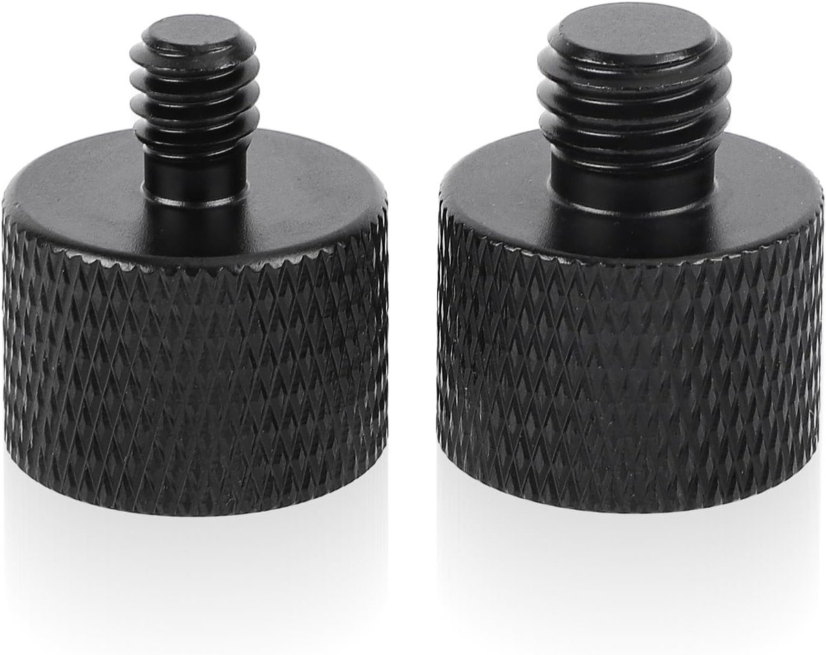 Thijox - 2 St Microfoonstandaardadapter - Zwarte Aluminiumlegering Camerastandaardadapter 5/8 naar 1/4 en 5/8 naar 3/8 - Microfoonschroefadapter voor