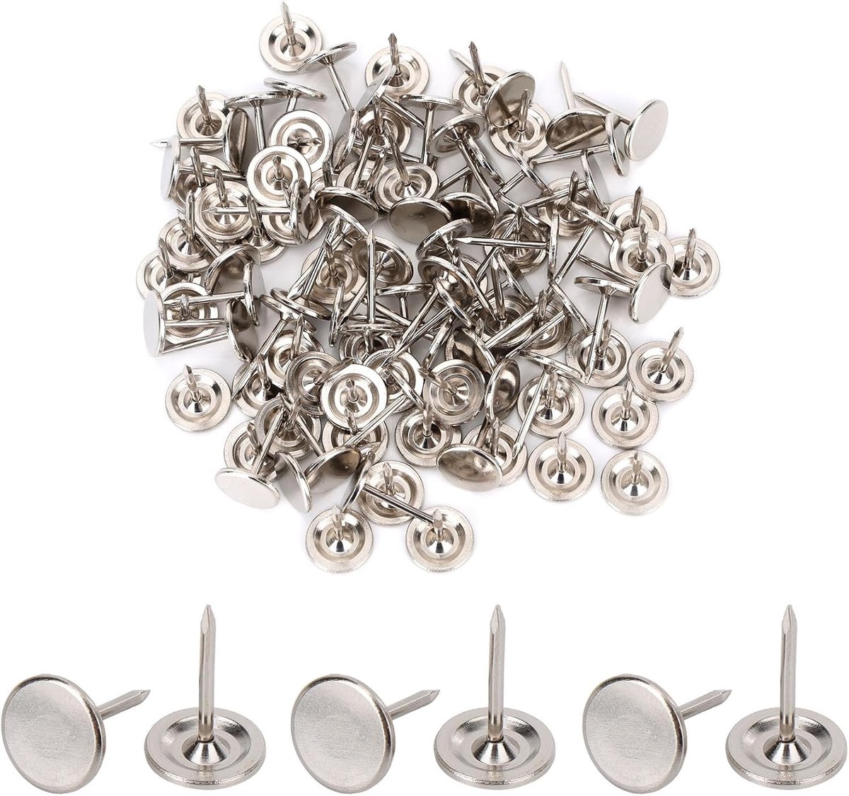 200 Stuks Zware Duimspijkers voor Prikborden - Platte Spijkers voor Wanddecoratie, Meubelbekleding en DIY Projecten in Zilver