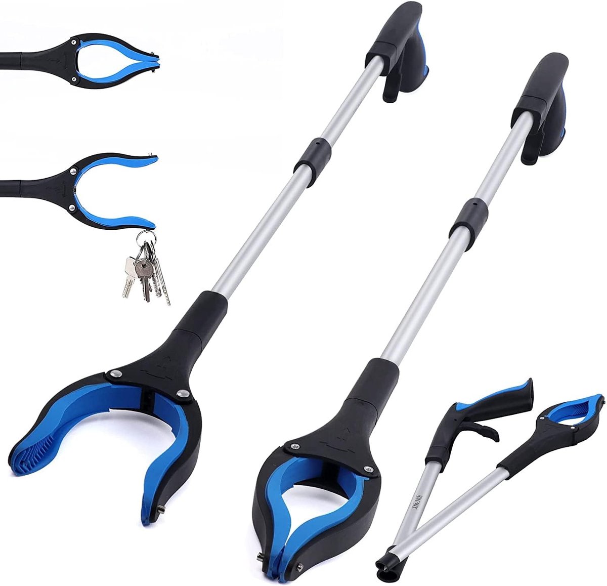 SnelShoppen - Pack van 2 Grijp- en Telescopische Pliers met Magnetische Tips, 81 cm Grijptang met 90° Draaibare Kop voor Senioren en Kinderen, Ideaal
