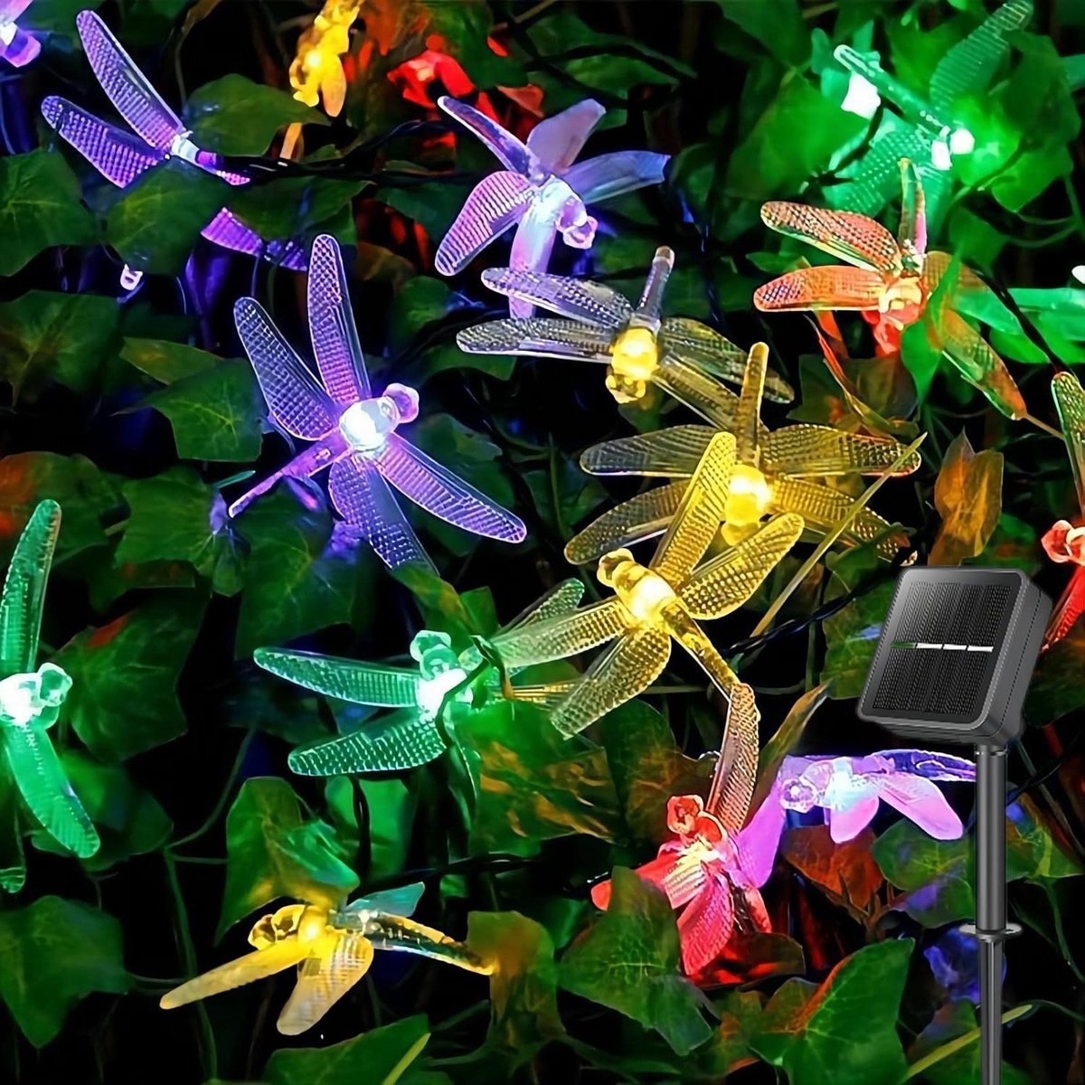 Thijox - Zonne-energie LED Lichtsnoeren voor Buiten, 6,5 meter met 30 Makkelijk Te Installeren Multicolour LED Lampen, Waterbestendig IP65 voor Tuin,