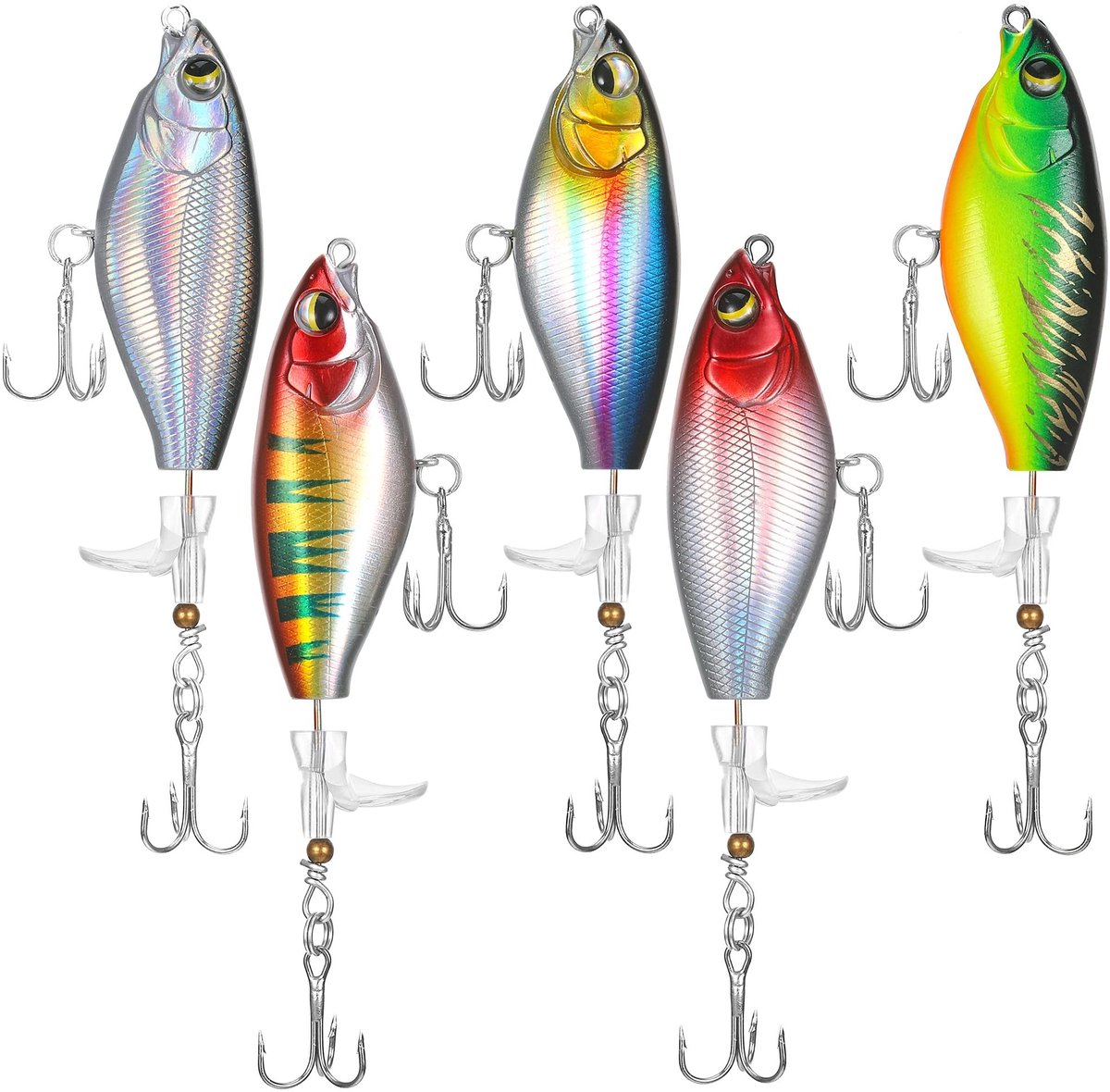Dailygoods- Snoekaas Set van 5 Stuks - Bionisch Kunstaas - Wobbler Swimbait - UV-Reflectie - 3D-Ogen - 6 cm Lengte