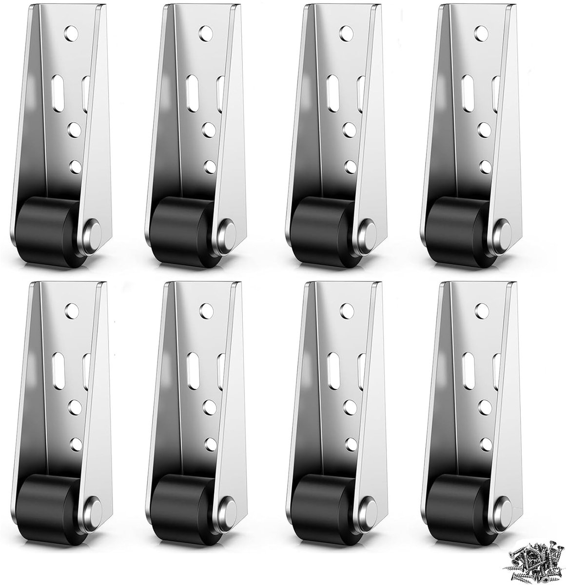 Dailygoods- Meubelwielen 23 mm - Zwenkwielen - Stille Rollen - Metalen Plaat - Set van 8 - Inclusief 24 Spijkers