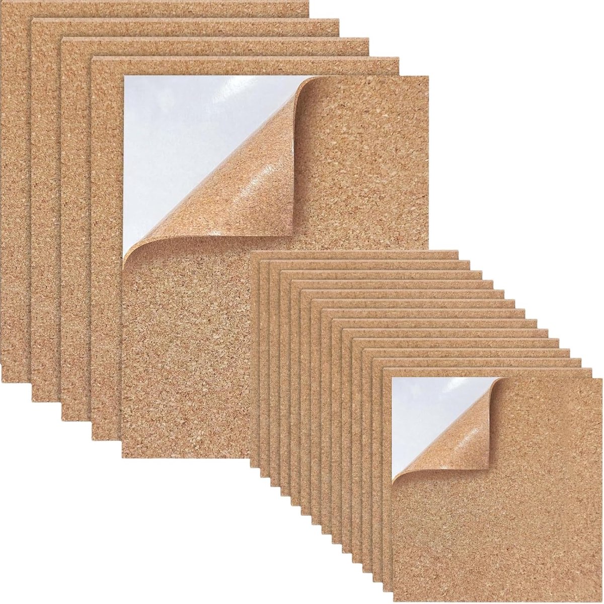 Thijox - 20 Stuks Zelfklevende Kurkplaten 1mm Dik - Prikbord Kurkmatten voor Muur, Kantoor, Doe-Het-Zelf Projecten - Natuurlijke, Duurzame Kurk