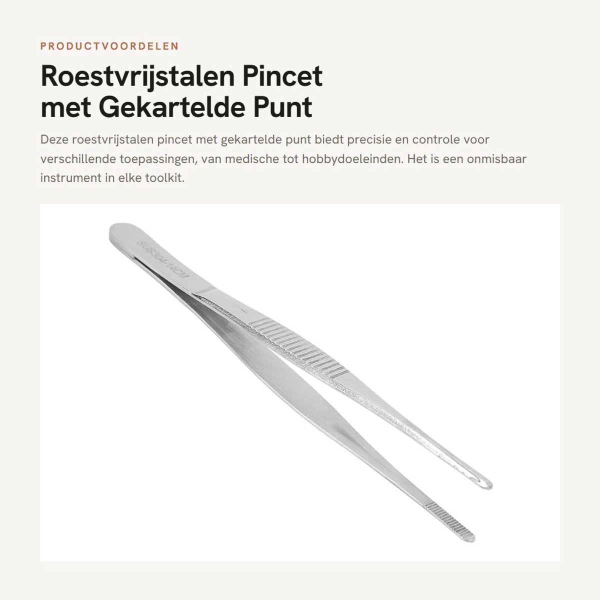 Dailygoods- Pincet Roestvrij Staal - Verbandtang - Gekarteld - Antislip - Nauwkeurige Controle - Hygiënisch en Veilig