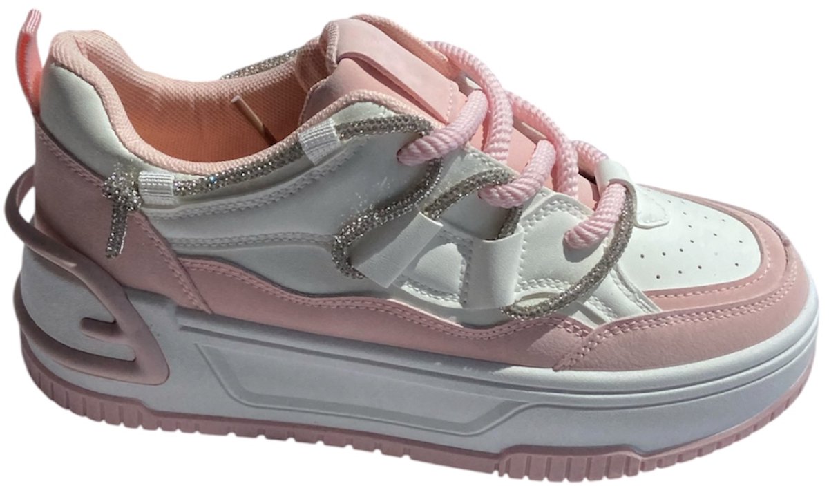 Wali-Plateau Sneakers- ROZE WIT-Dames-Maat 40