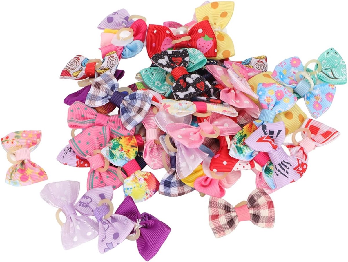 Honden Strikjes - Dieren Accessoires - Feestelijke Aankleding - 50 Stuks Variatie - 12 x 11 x 2 cm - Veelkleurig
